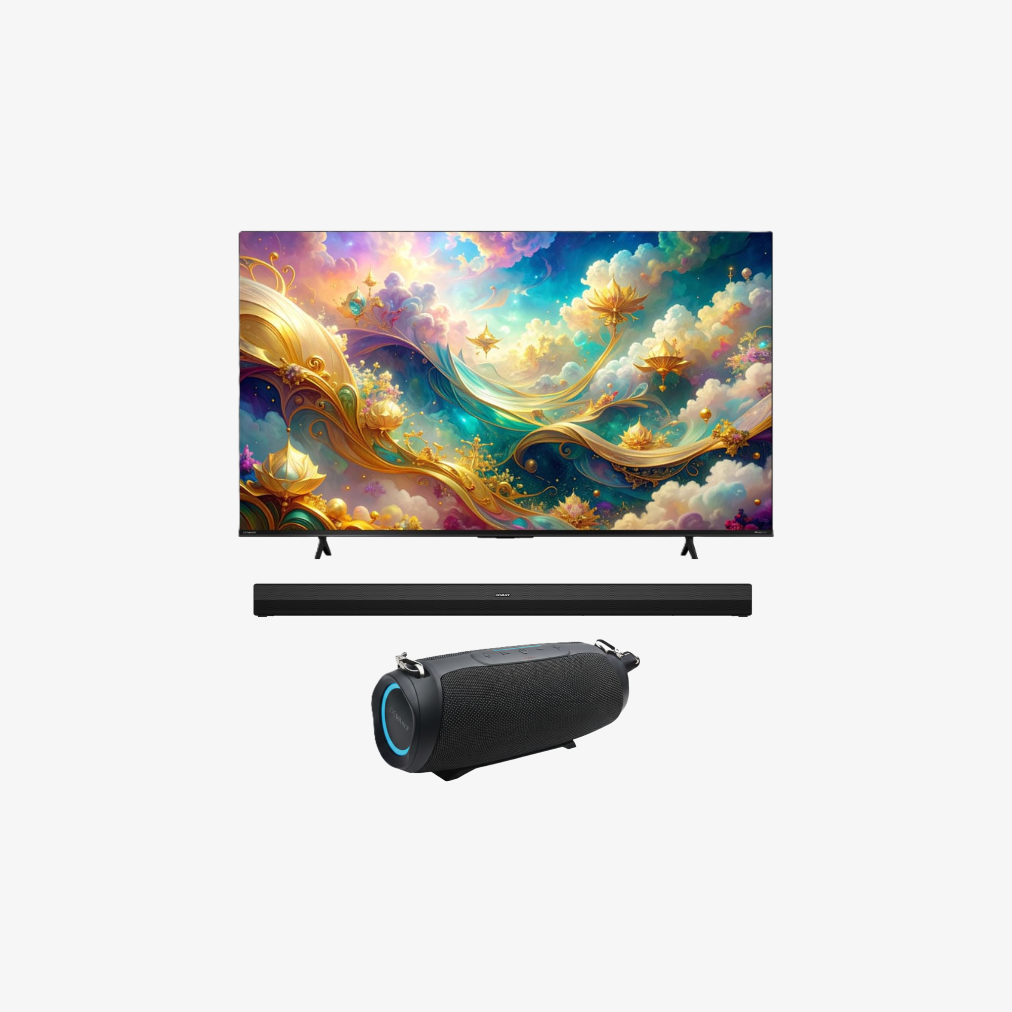 Bundle Promo: Devant 65-Inch UHD VIDAA TV + Soundbar 2.0 + Portable Bluetooth Speaker (SONIQUE SURF)