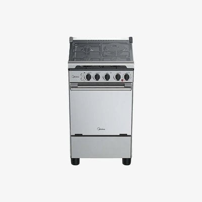 Midea 50cm Gas Range 3-Burner + 1 Hotplate Silver