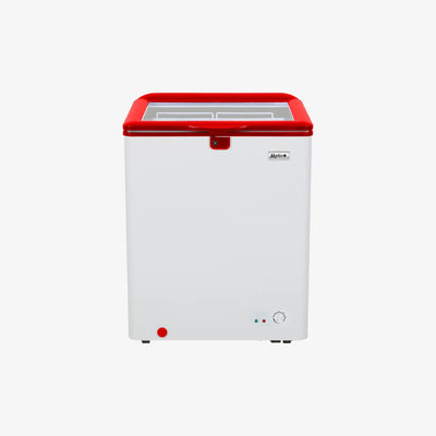 Markes Chest Freezer 3.9 Cu.Ft Flat Glass Door Red (MCFG-110XW)