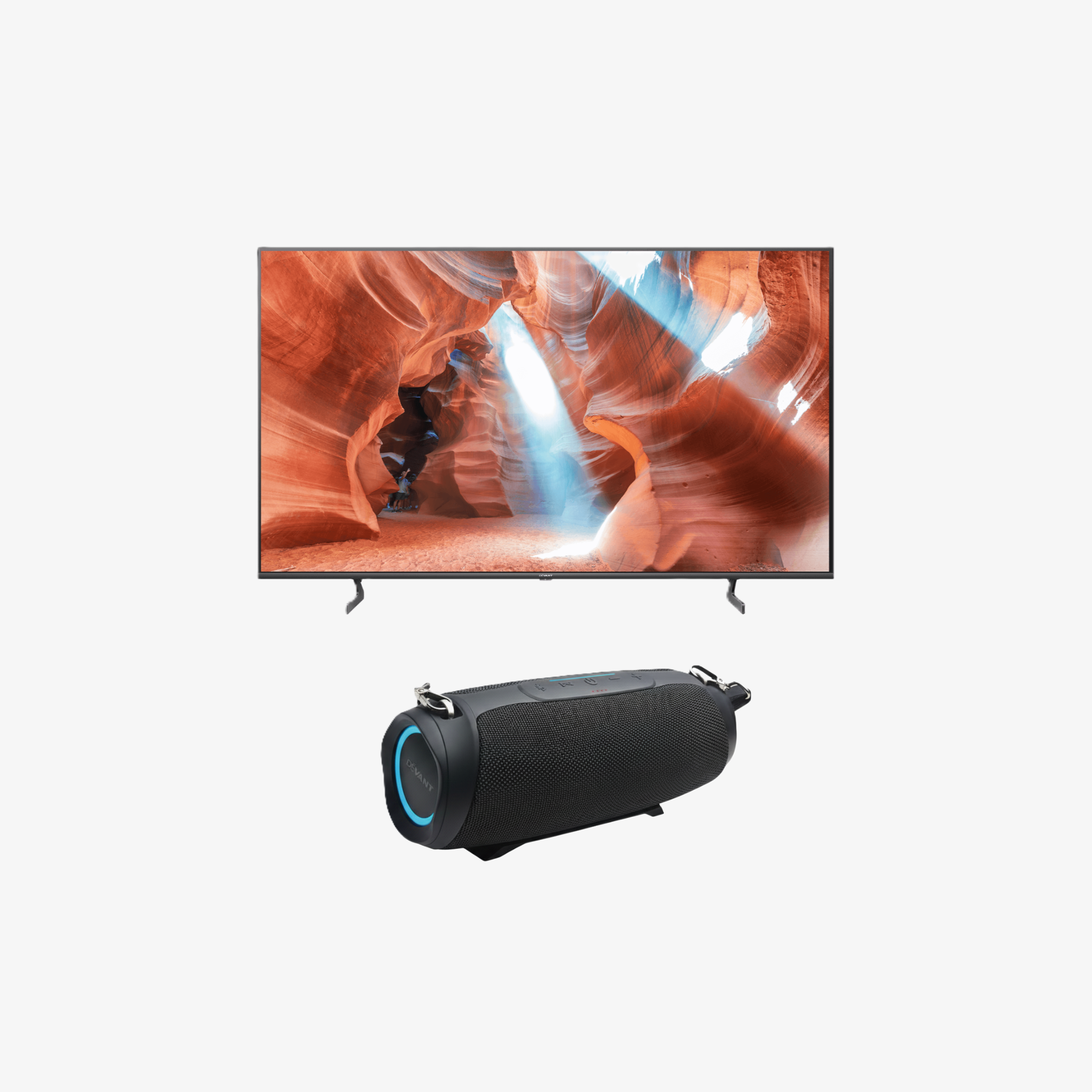 Bundle Promo : DEVANT TV QUANTUM UHD 55-INCH              (55QUHV05       ) + PORTABLE BLUETOOTH SPEAKER     (SONIQUE SURF   )
